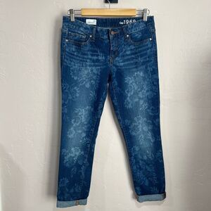 Gap 1969 Flower Bleached Blue Denim Jeans Size 27 Women's (always skinny)